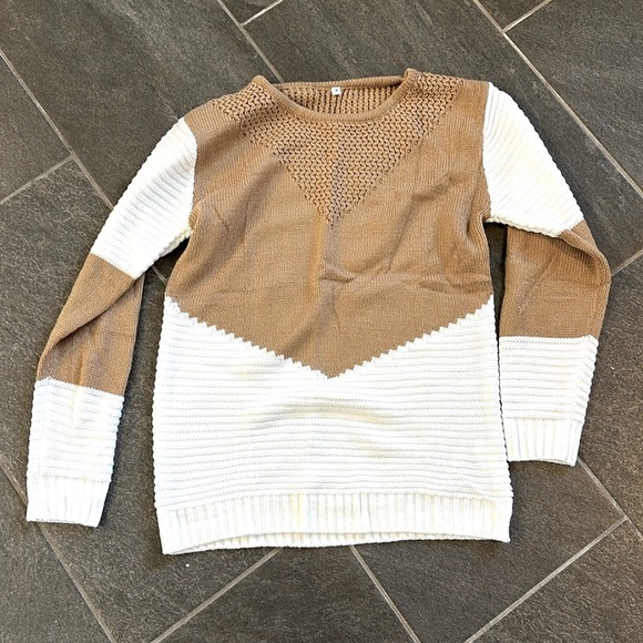 NWOT shermie Knitted Sweater Stitching Colorblock Loose Sweater small - Picture 3 of 3